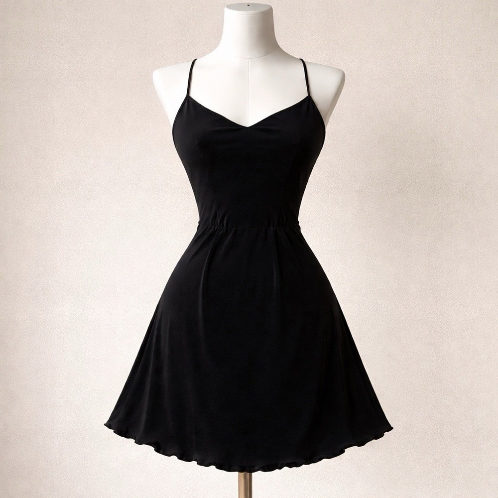 NWT Ujena Womens Black Ruffle Cut Out Back Strappy Midi Dress Sz 1X Beach Party